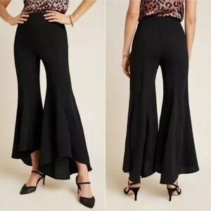 Anthropologie Womens US 10‎ Zinnia Flare Trousers Pants Boho Bell Bottoms Black
